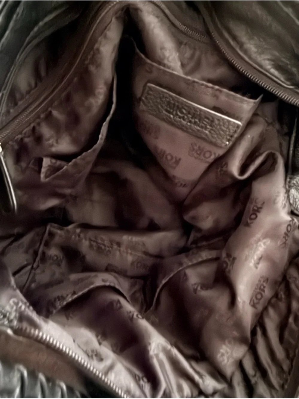 Michael Kors Black Pebbled Leather Hobo with Gold Logo Charm and Tassel EUC - Picture 6 of 6